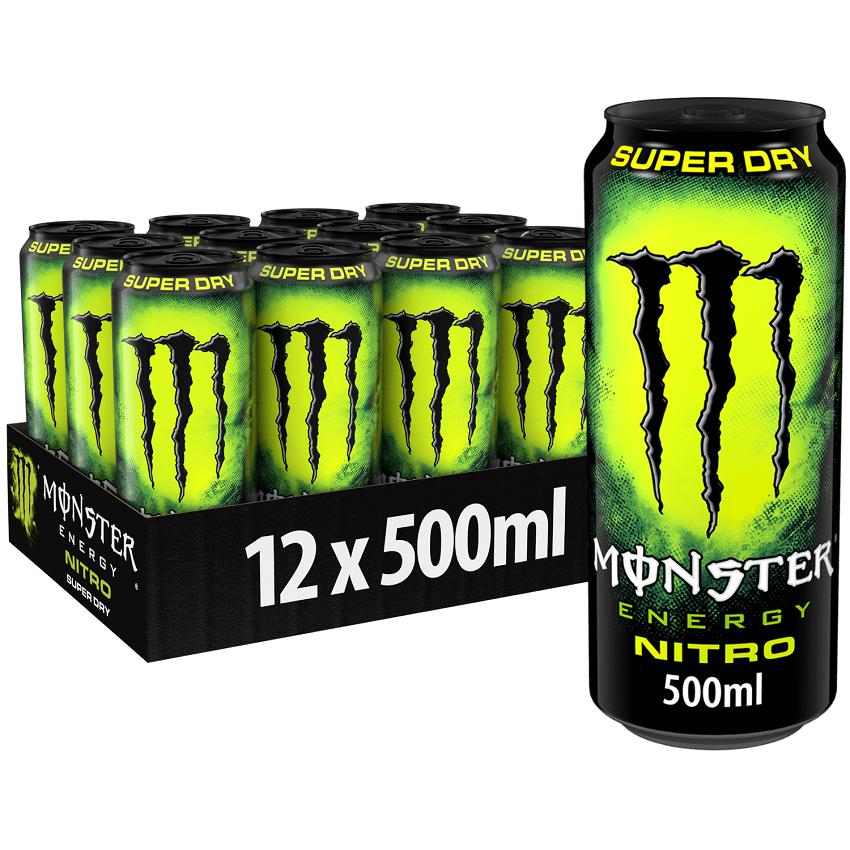 MONSTER ENERGY DRINK SUPER DRY NITRO 500 ML - 12 CANETTES