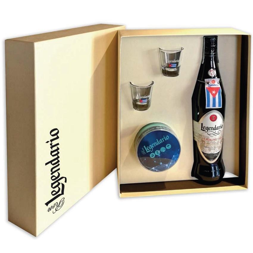 legendario rum legendario elixir 7 anni 70cl confezione regalo con bicchieri luxury collection playmusic