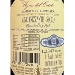 Lambrusco di sorbara 2023 vino frizzante secco 75 cl