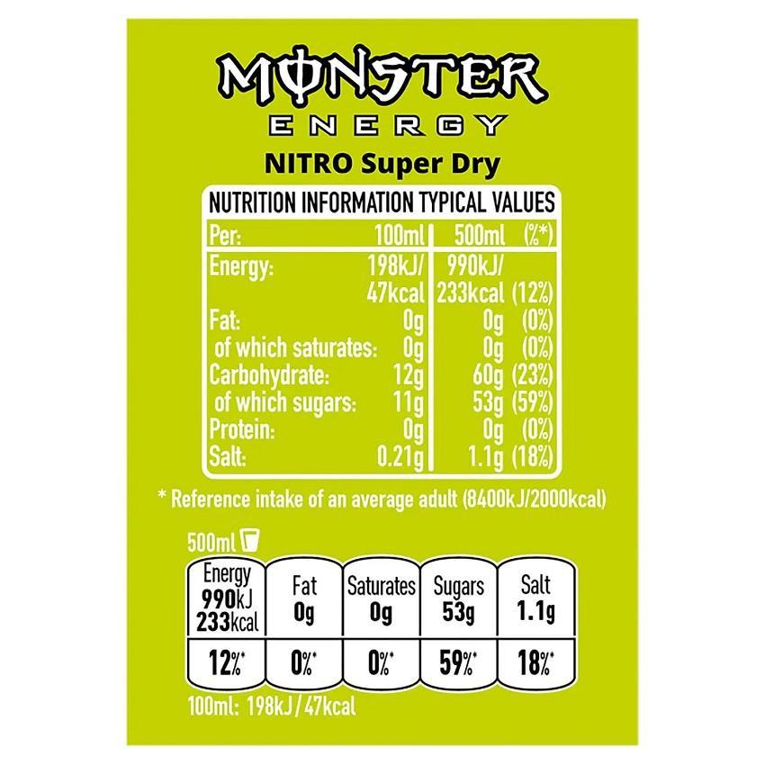 MONSTER ENERGY DRINK SUPER DRY NITRO 500 ML - 12 CANETTES