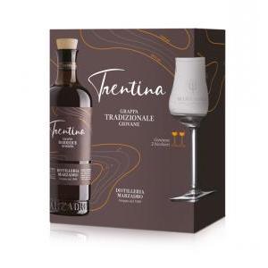 Grappa la trentina 50 cl confezione regalo con due bicchieri tupile