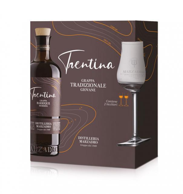 distilleria marzadro distilleria marzadro grappa la trentina 50 cl confezione regalo con due bicchieri tupile - foto 1