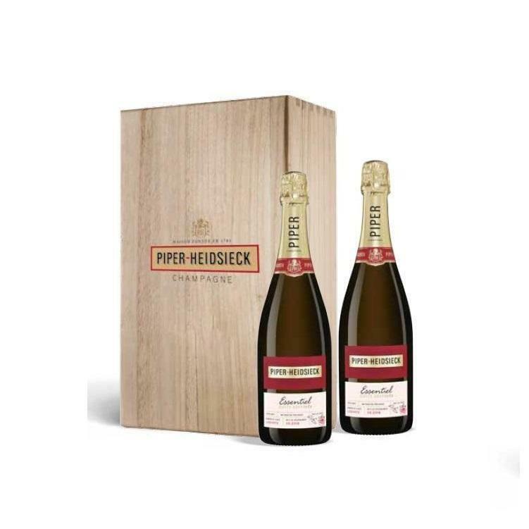 piper-heidsieck piper-heidsieck champagne essentiel cuvee reserve 75 cl due bottiglie in cassetta di legno - foto 1