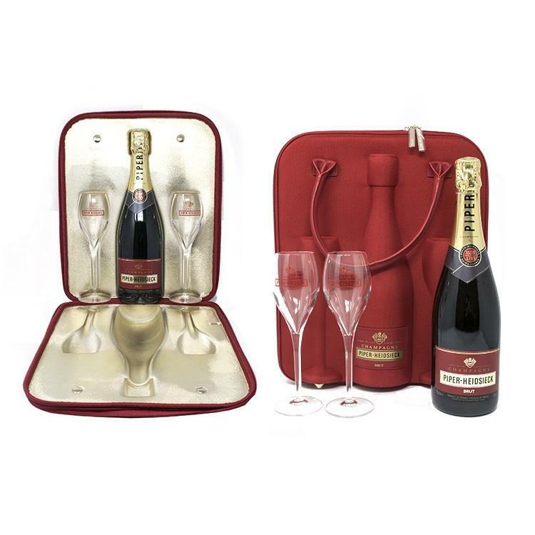 piper-heidsieck piper-heidsieck champagne cuvee brut 75 cl in confezione travel con due bicchieri - foto 1