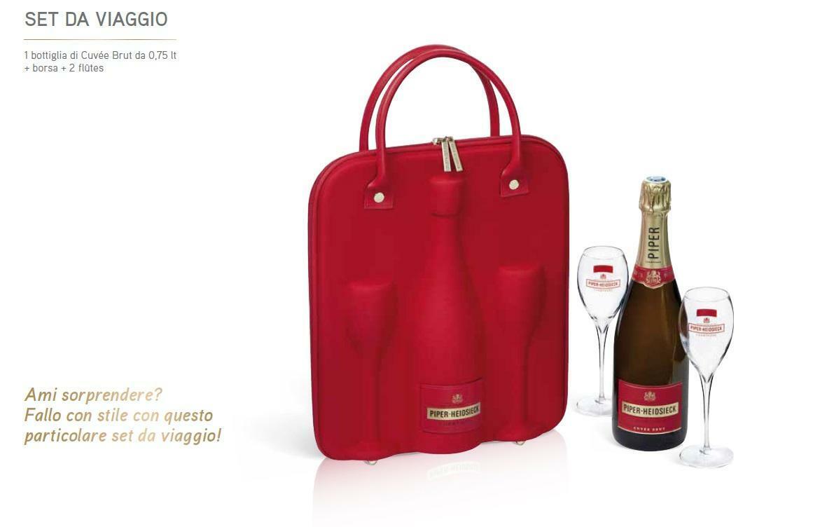 piper-heidsieck piper-heidsieck champagne cuvee brut 75 cl in confezione travel con due bicchieri - foto 2