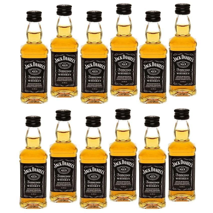 jack daniel's jack daniel's tennessee sour mash whiskey  mignon miniature 5cl  - 12 bottigliette - foto 1