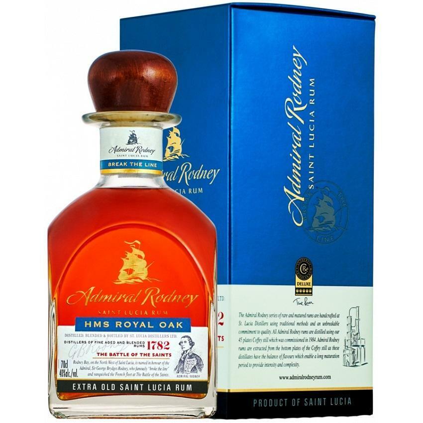 st. lucia distillers admiral rodney hms eoyan oak extra old 70 cl in astuccio