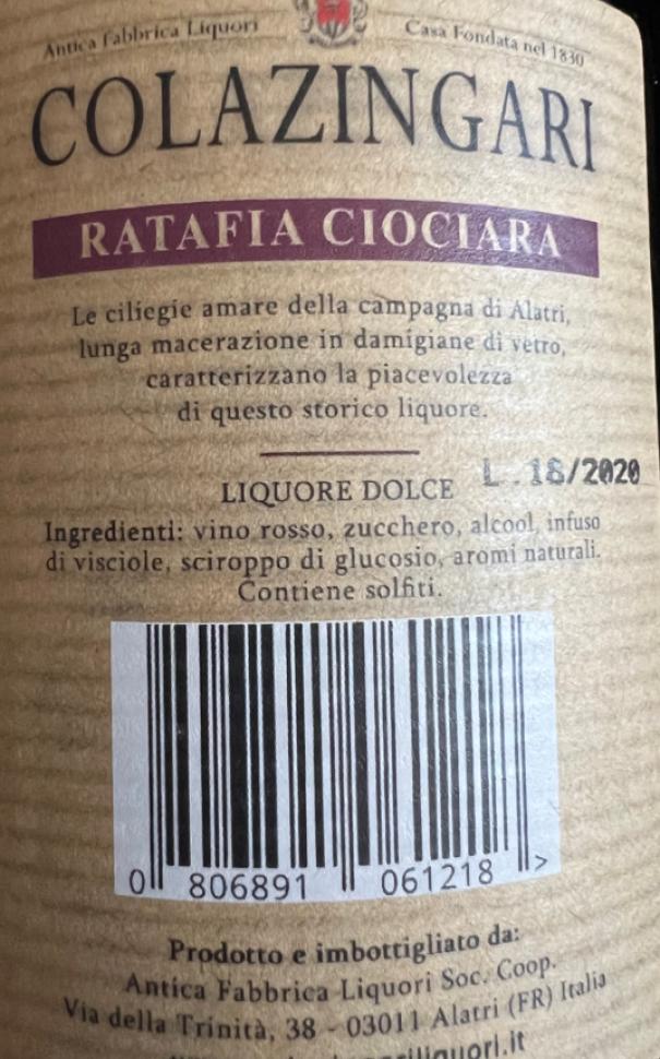 colazingari colazingari ratafia ciociara 70 cl