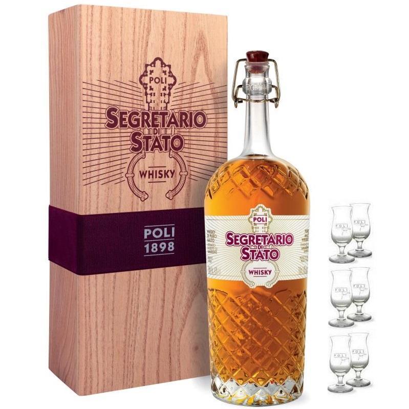 poli poli pure malt whisky segretario di stato 70 cl con 6 bicchieri nano poli - foto 1