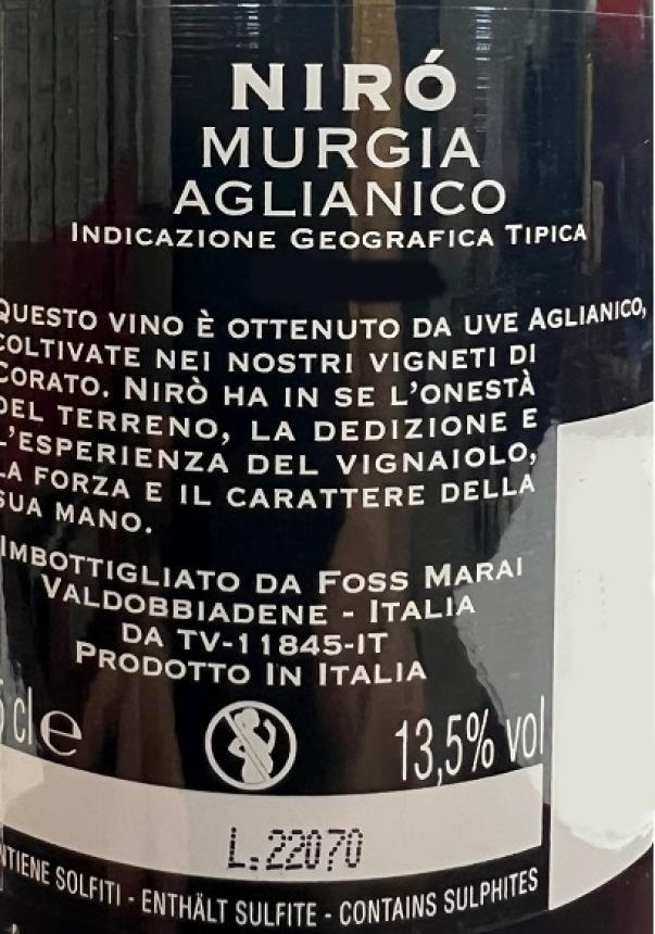 foss marai foss marai niro' murgia igt vino rosso 2017 aglianico 75 cl - foto 2