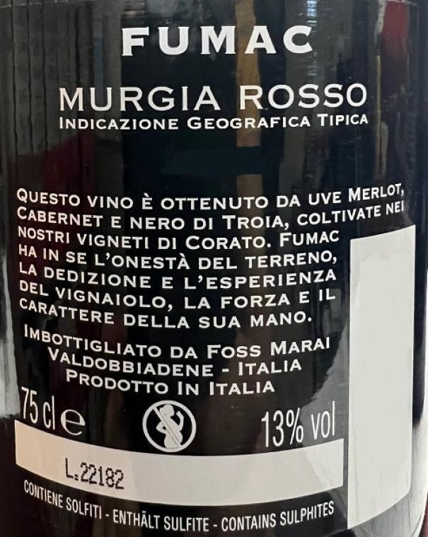 foss marai foss marai fumac murgia rosso 2019  igt 75 cl - foto 2