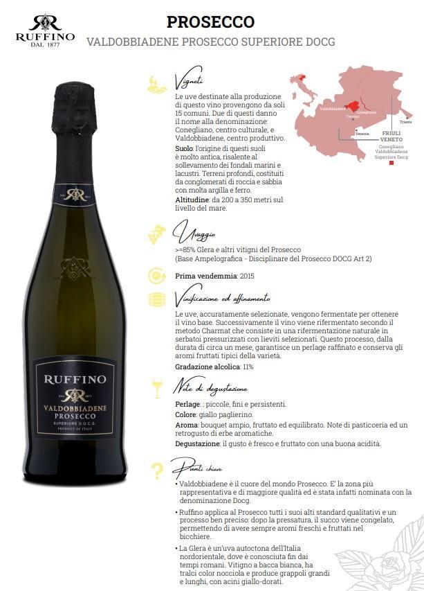 cantina ruffino cantina ruffino prosecco valdobbiadene superiode extra dry docg 75 cl 6 bottiglie - foto 2