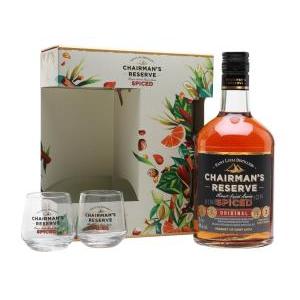 St. lucia distilers chairman's reserve spiced 70 cl confezione regalo con due bicchieri