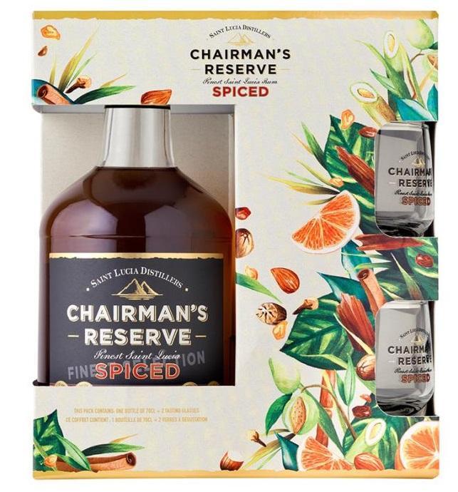 st. lucia distillers st. lucia distilers chairman's reserve spiced 70 cl confezione regalo con due bicchieri - foto 2