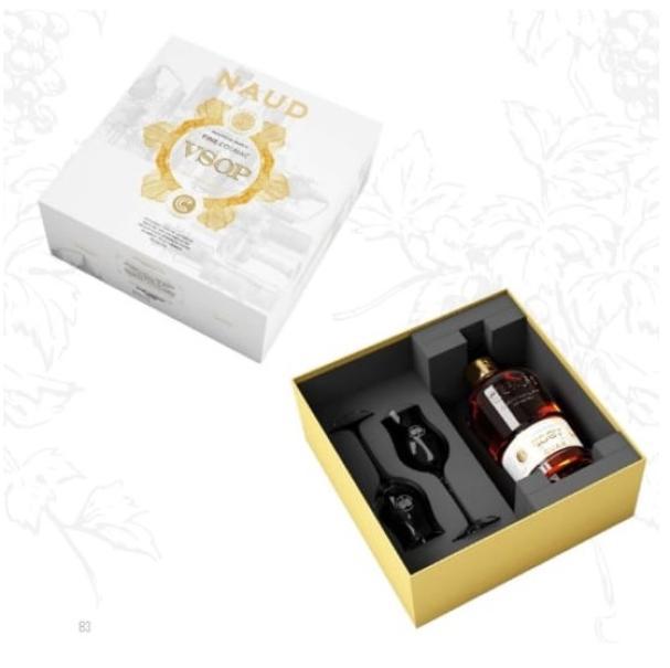 naud naud fine cognac vsop confezione regalo con due bicchieri 70 cl - foto 1