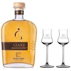 Grappa giare gewurztraminer 70 cl  con due bicchieri