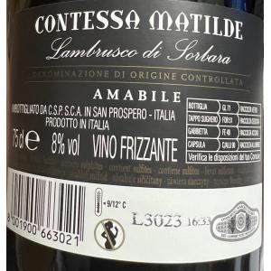 Lambrusco di sorbara vino frizzante amabile doc 75 cl