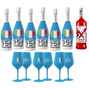 Extra dry i love napoli  kit box extra dry con 6 bicchieri