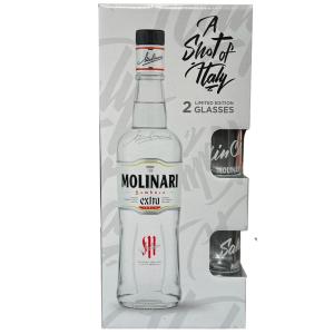 Molinari sambuca 70 cl confezione regalo con due bicchieri