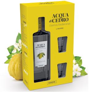 Liquore acqua di cedro 70 cl confezione con 2 bicchieri