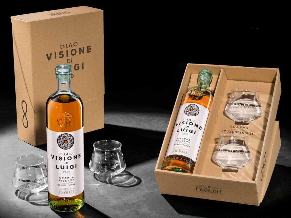 luigi francoli luigi francoli confezione regalo grappa la visione di luigi barricata 70 cl con 2 bicchieri