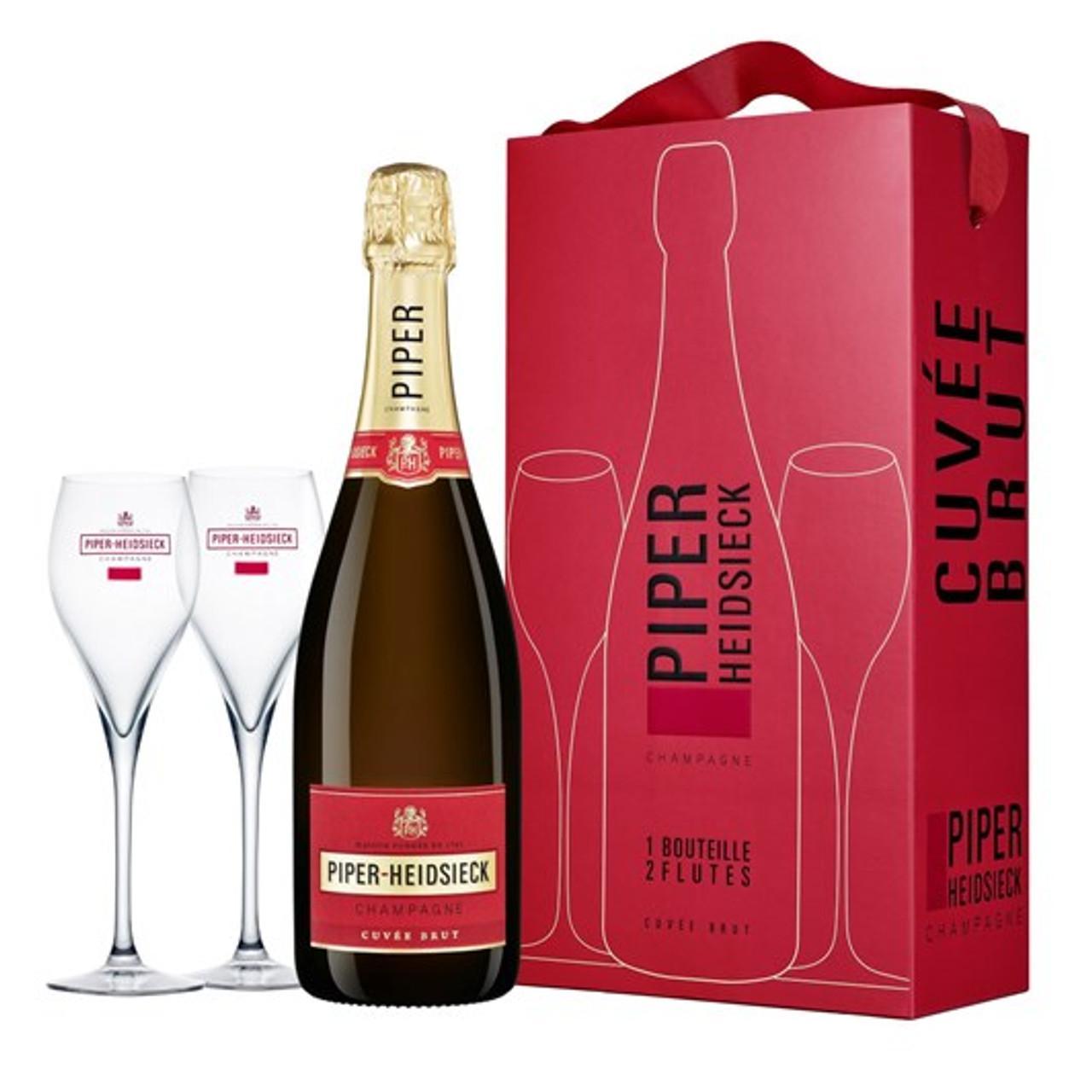 piper-heidsieck piper-heidsieck champagne cuve brut 75 cl confezione con 2 bicchieri - foto 1