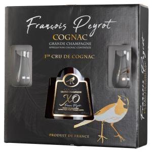 Cognac xo extra old grande fine champagne 70 cl confezione con 2 bicchieri