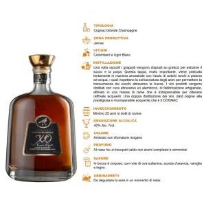 Cognac xo extra old grande fine champagne 70 cl confezione con 2 bicchieri