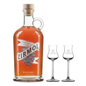 Zirmol liquore di cirmolo in grappa 70 cl con due bicchieri