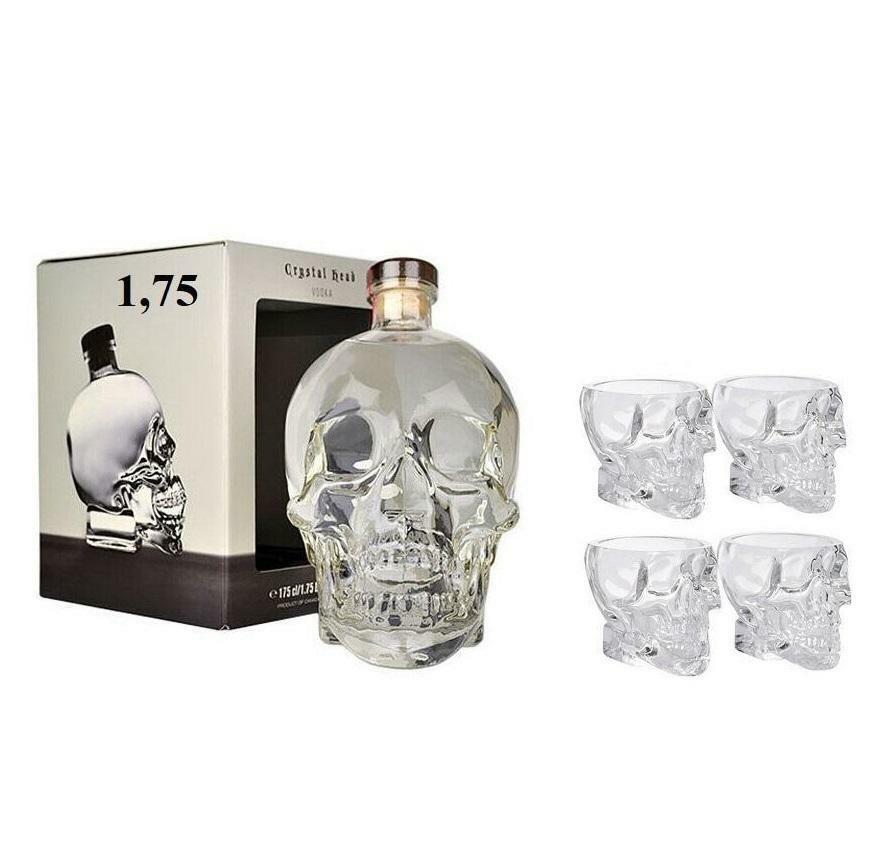 crystal head crystal head vodka 1,75 lt in astuccio + 4 bicchieri originali teschio