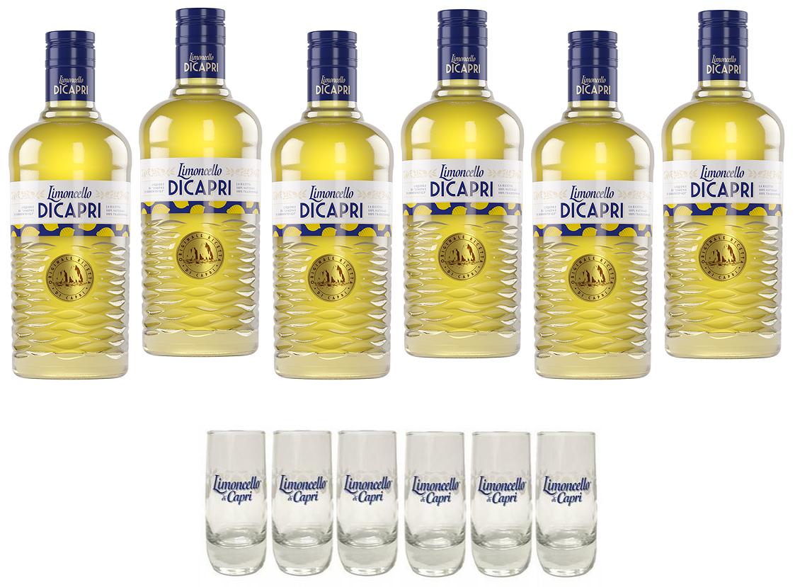 capri capri limoncello 1 litro 6 bottiglie  con 6 bicchieri - foto 1