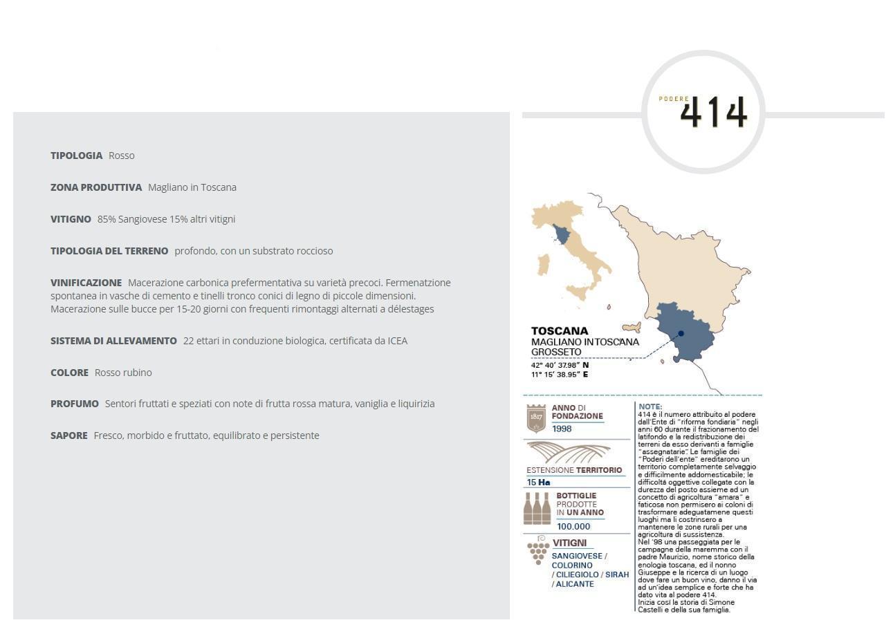 podere 414 podere 414 morellino di scansano 2020 docg 75 cl