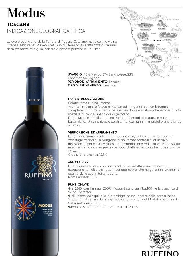 cantina ruffino cantina ruffino modus toscana 2020 igt 75 cl in tubo regalo - foto 2