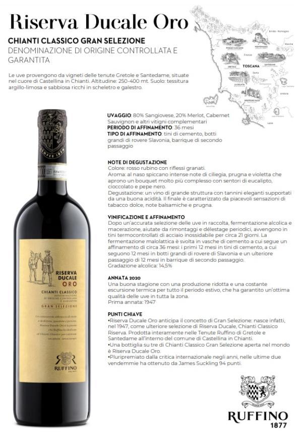 cantina ruffino cantina ruffino riserva ducale oro 2019 chianti classico gran selezione docg 75 cl - foto 2