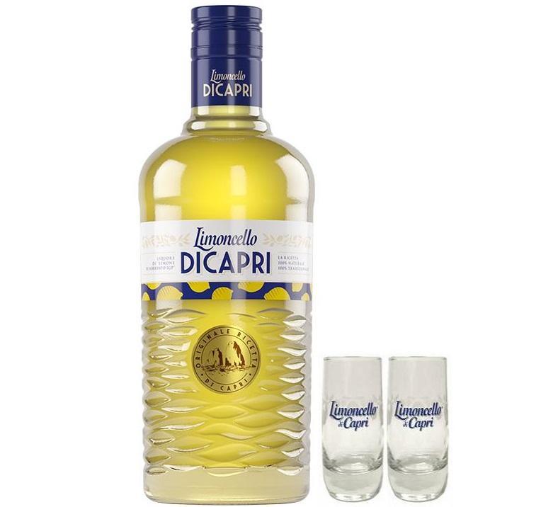 capri capri limoncello originale 1 lt con due bicchieri - foto 1