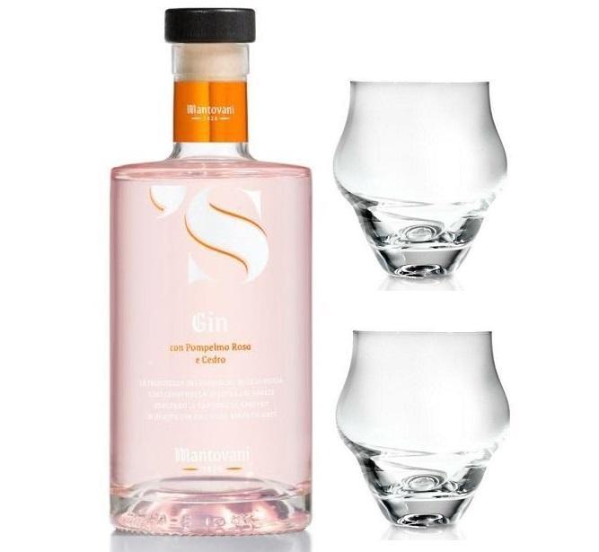 mantovani mantovani 's gin con pompelmo rosa e cedro 70 cl con 2 bicchieri koperniko - foto 1