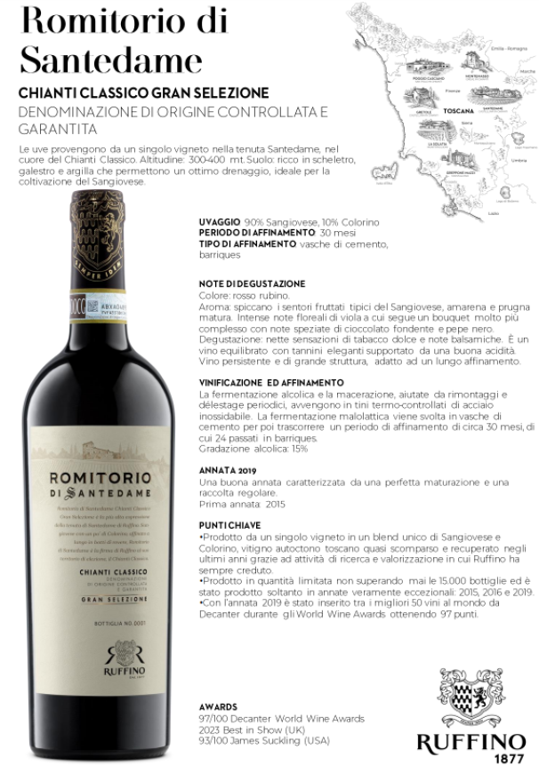 cantina ruffino cantina ruffino romitorio di santedame chianti classico 2019 gran selezione docg 75 cl - foto 2