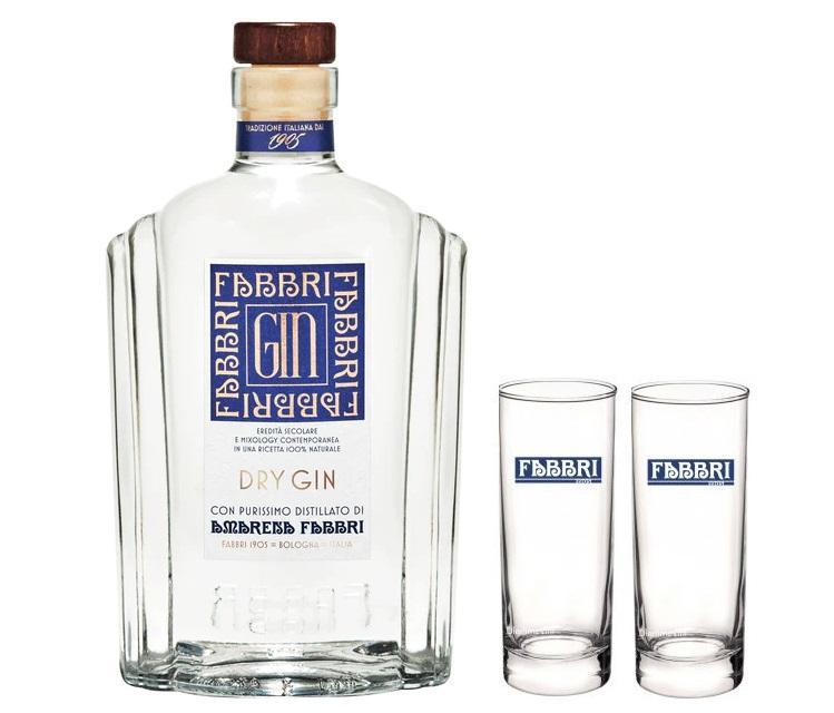 fabbri 1905 fabbri 1905 dry gin distillato di amarene fabbri 70 cl con 2 bicchieri - foto 1