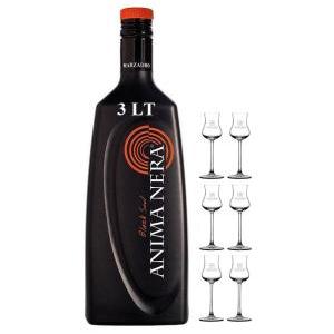 Anima nera liquore alla liquirizia 3 litri con 6 bicchieri