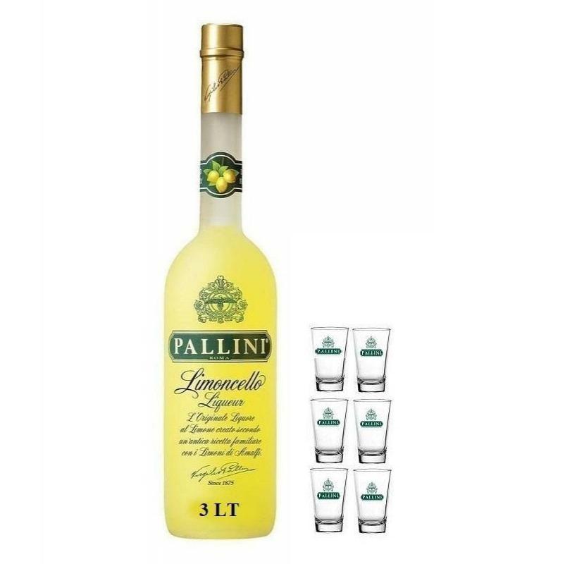 pallini pallini liquore limoncello 3 lt con 6 bicchieri