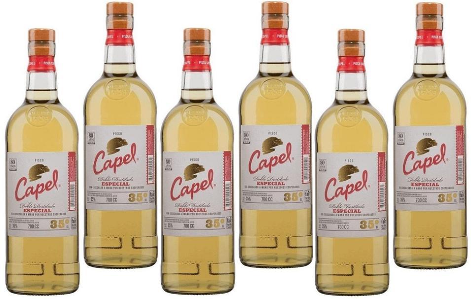 capel capel pisco especial 100% de uva 70 cl 6 bottiglie