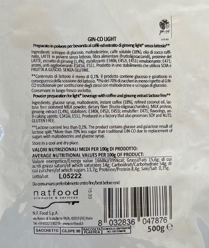 natfood natfood ginseng ginco light solubile gin-co 500g in busta o latta - foto 2