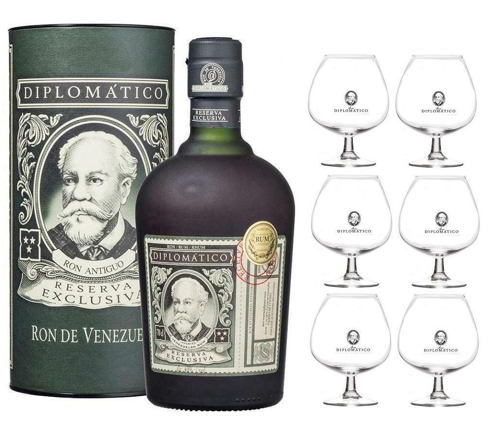 diplomatico diplomatico ron reserva exclusiva 70 cl in astuccio con 6 balloon logo bianco