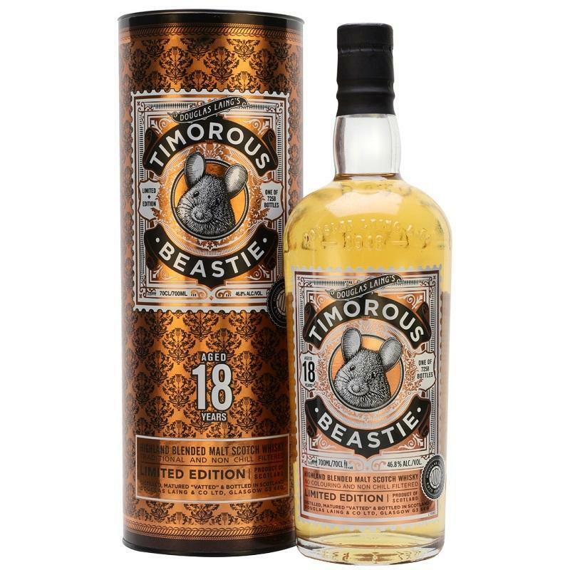 douglas laing's douglas laing's timorous 18 beastie blended malt scotch whisky limited edition 70 cl