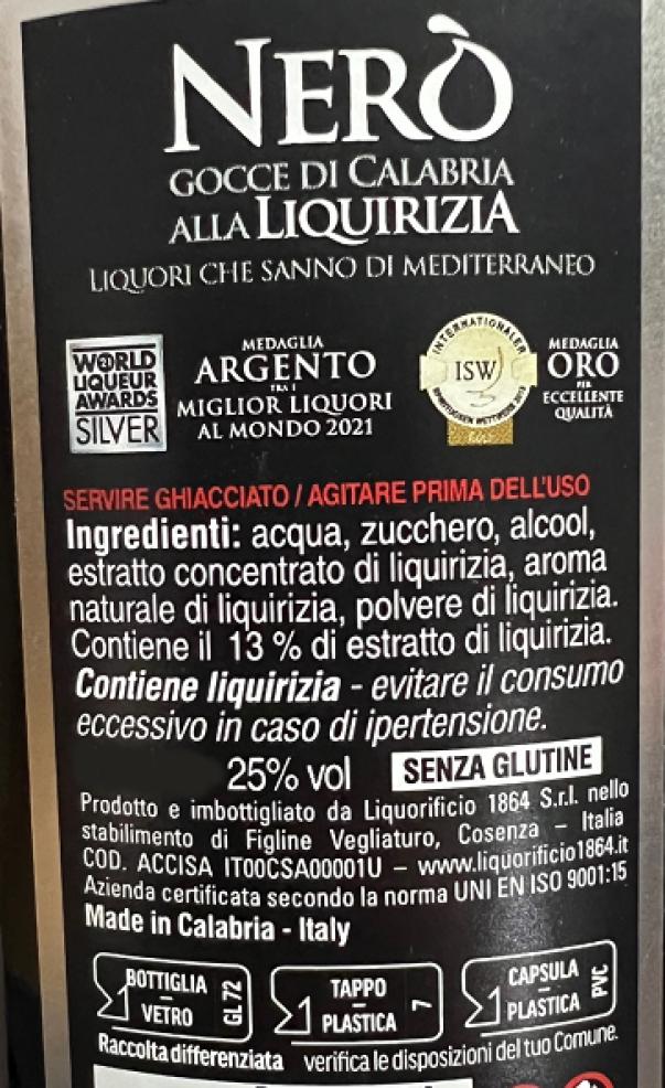 bosco liquori bosco liquori nero'gocce di calabria alla liquirizia 50 cl