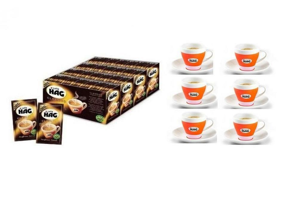 hag hag caffe' decaffeinato bustina monodose 200 buste con 6 tazzine originali - foto 1